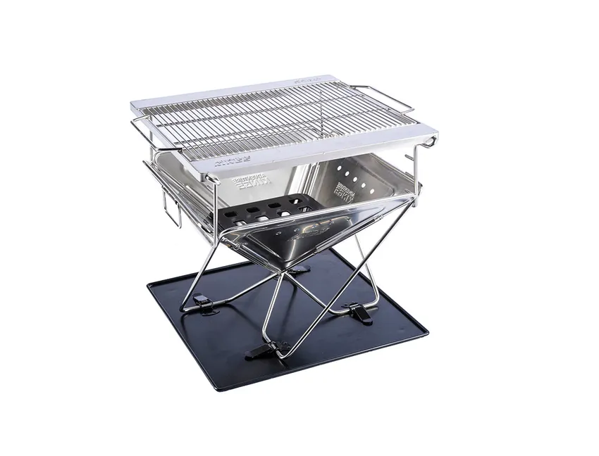 Folding pit and grill